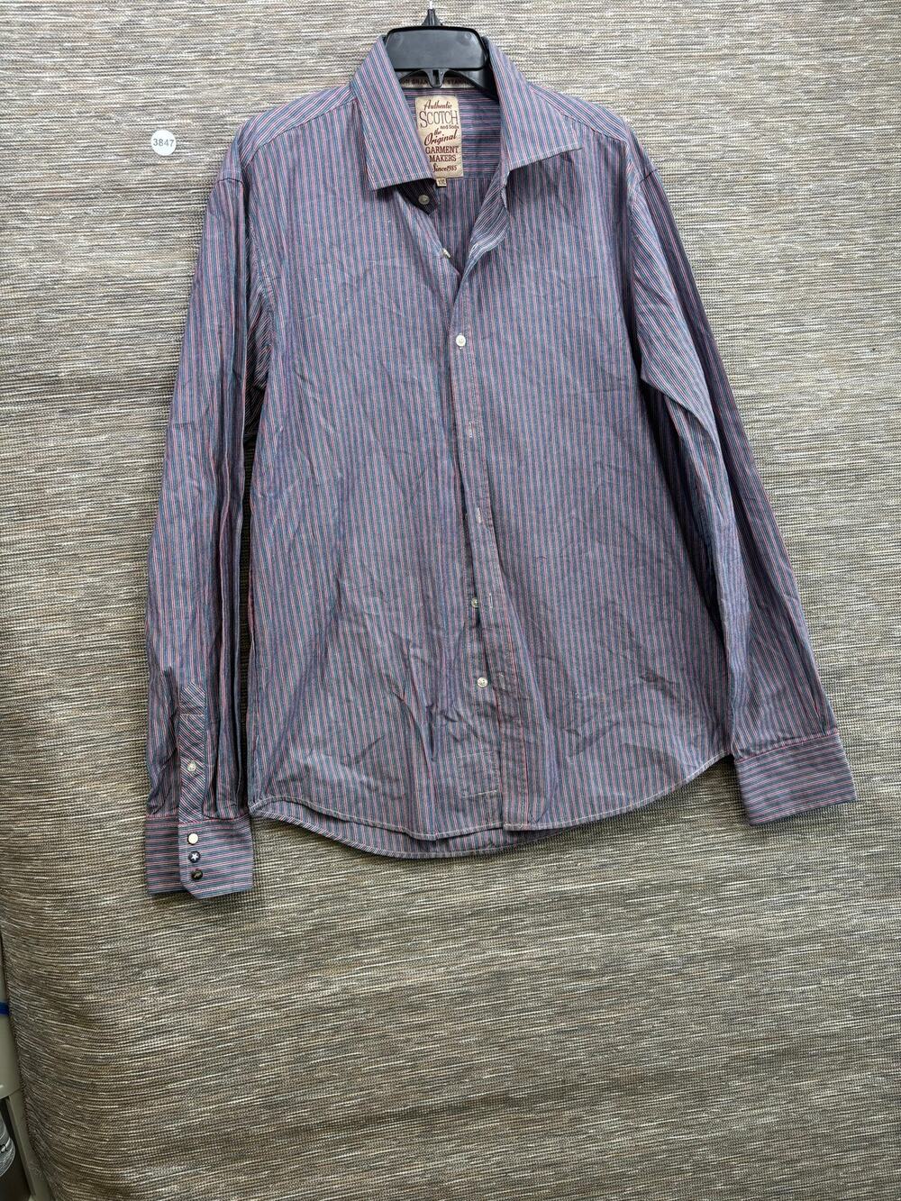 Scotch & Soda Shirt Mens Size 2XL Blue Red Striped Button Up Long Sleeve Cotton